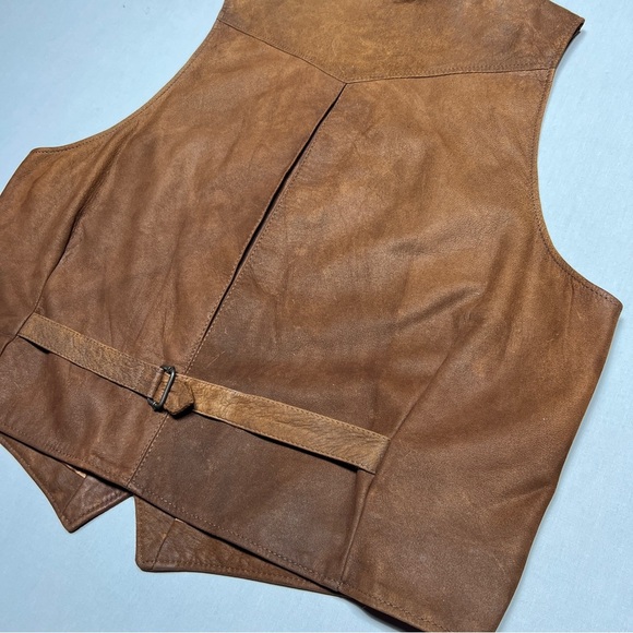 Remy Leather Men’s Brown Vest with Rustic Charm Size L - Picture 11 of 11